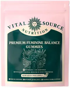 Vital Source Nutrition Vaginal Probiotic Gummies for Women - pH Balance and Immune Defense, Support Healthy Odor and Vaginal Flora - Vegan, Gluten-Free - Hawaiian Pineapple - 60 Gummies - 30 Servings