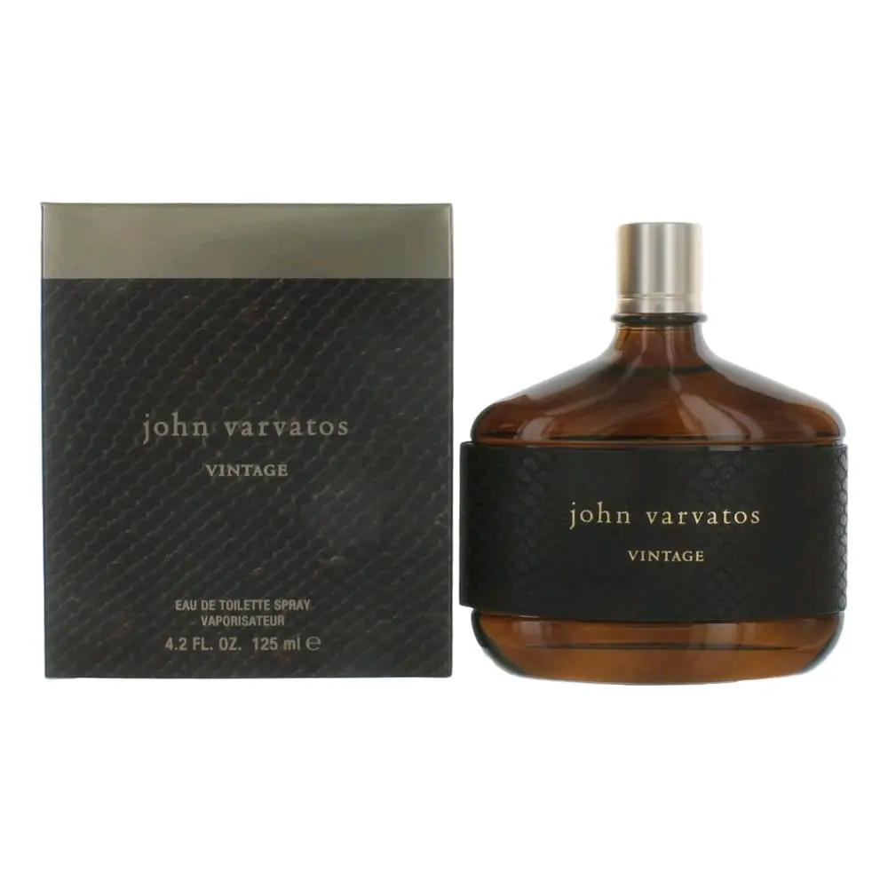 John Varvatos Vintage Men's 4.2 oz EDT Spray - Fragrance with Tonka Beans, Juniper Berries, Orris Root, White Lavender, Cubeb Peppers, Jasmine, Marine Fennel, Madras Wood, Quince Paste, Santolina, Silver Absinthe, Suede Accent - Active Signature Scent