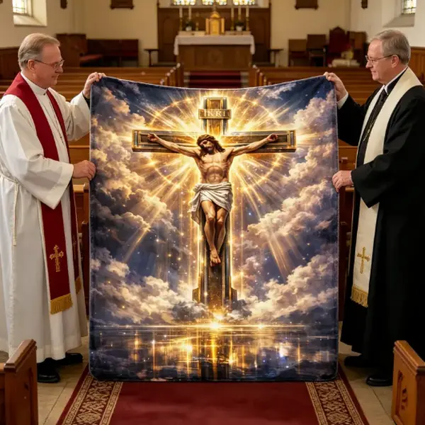 Jesus Pattern Soft Warm Blanket, Christian Faith Throw for Spiritual Comfort & Prayer, Inspirational Religious Blanket for Bed Sofa, Perfect Heartfelt Gift for Family & Church Members, Cozy All-Season Blanket with Sacred Jesus Design