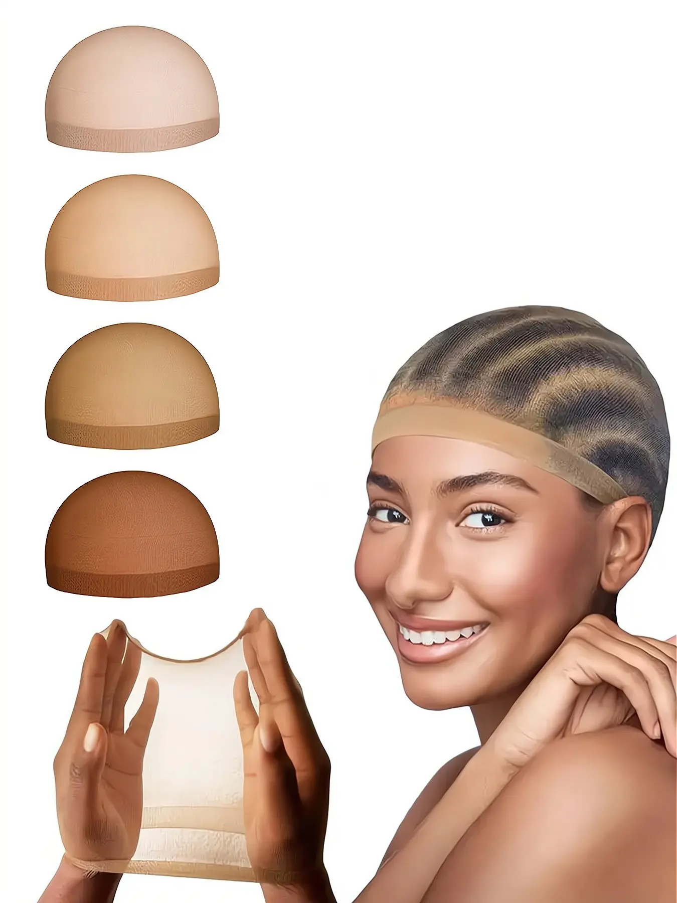 Invisible Breathable Wig Caps, 2 Packs of 4, Comfortable & Stylish, Lightweight & Heat-Resistant, Suitable for All Skin Colors, Adjustable Wig Cap