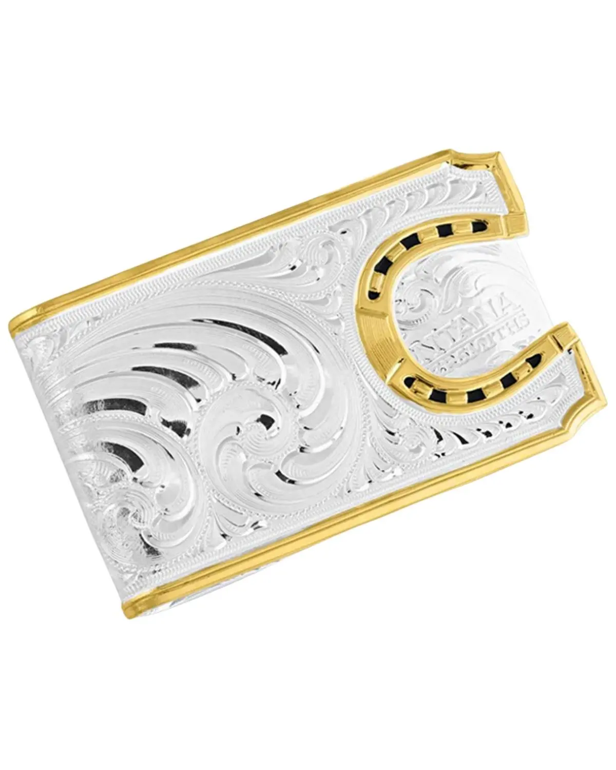 Montana Silversmiths Unisex Two-Tone Carved Horseshoe Money Clip - Mcl5236