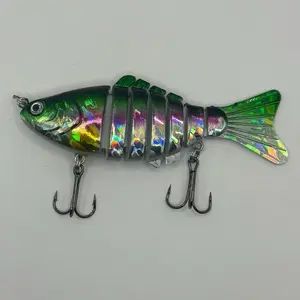 JUST CASTIN’ 4 inch Lure Bait Plastic Hard Bait,bass fishing lure multi-segmented Fish 7-Section artificial bait, Lure bait jointed fishing lures