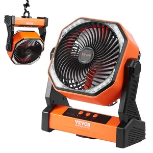 VEVOR Portable Fan Rechargeable 13 inch, Summervibes,Summervibes, Battery Powered Fan with LED Lantern, 4 Speeds Adjustable & 45°/90°Automatic Swivel & Timer , USB Battery Operated Fans for Travel Bedroom Home Camping Office