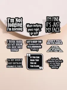 Humorous Quote Brooch Set, Drop Set Pins, Fashion Alloy Badge, Unisex Accessory for Collar, Backpack, Jacket, Small Gift Idea