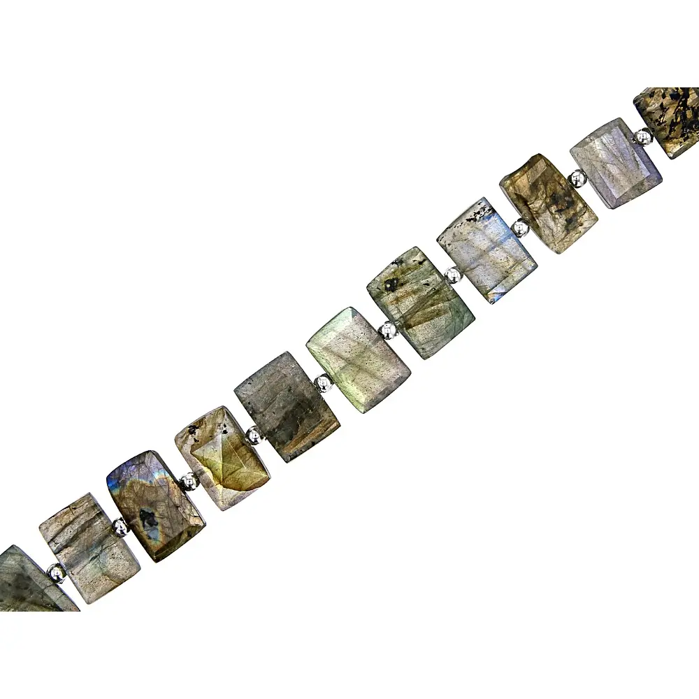 JTV Labradorite Rectangle Bead appx 8x10-10-15mm Strand appx 16" in Length