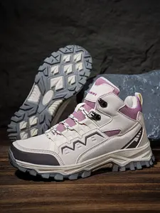 Women's High-Top Hiking Shoes, Outdoor Sports Walking Boots, Anti-Slip Comfortable Laces, 1 Pair Ladies Mountain Climbing Shoes
