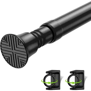 Small Tension Rod 18-36 Inch Black Tension Curtain Rod No Drilling Spring Curtain Rods Adjustable Curtain Rod For Windows,Door,Closet,Kitchen