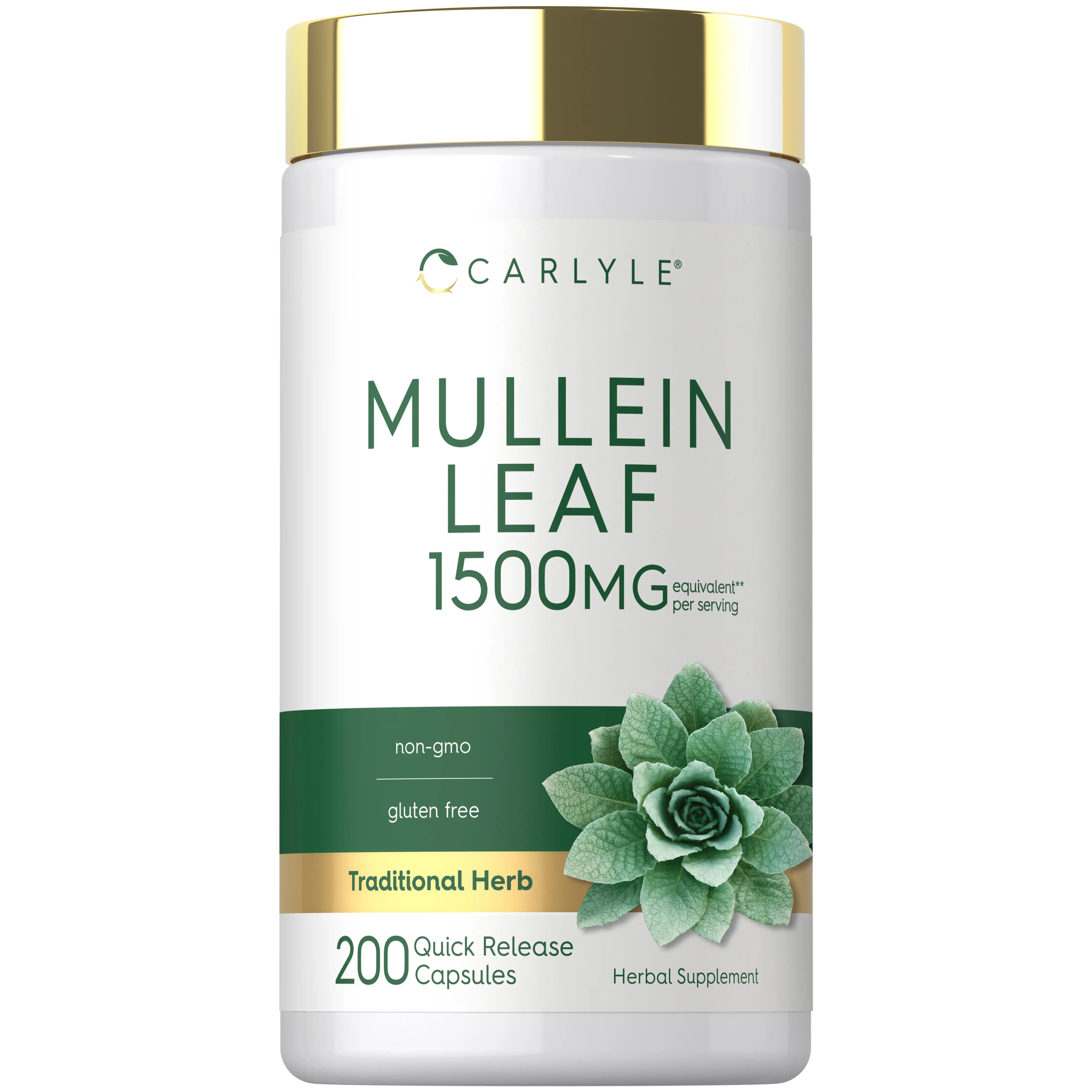 Carlyle Mullein Leaf Extract 1500mg | 200 Capsules | Verbascum Thapsus | Non-GMO, Gluten Free Supplement