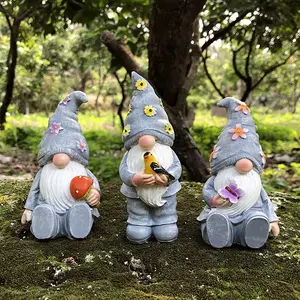 Set of 3 Cute Resin Gnome Figurines, Mushroom Bird Butterfly Design, Home Table Decorations, Perfect Gift for Family & Friends