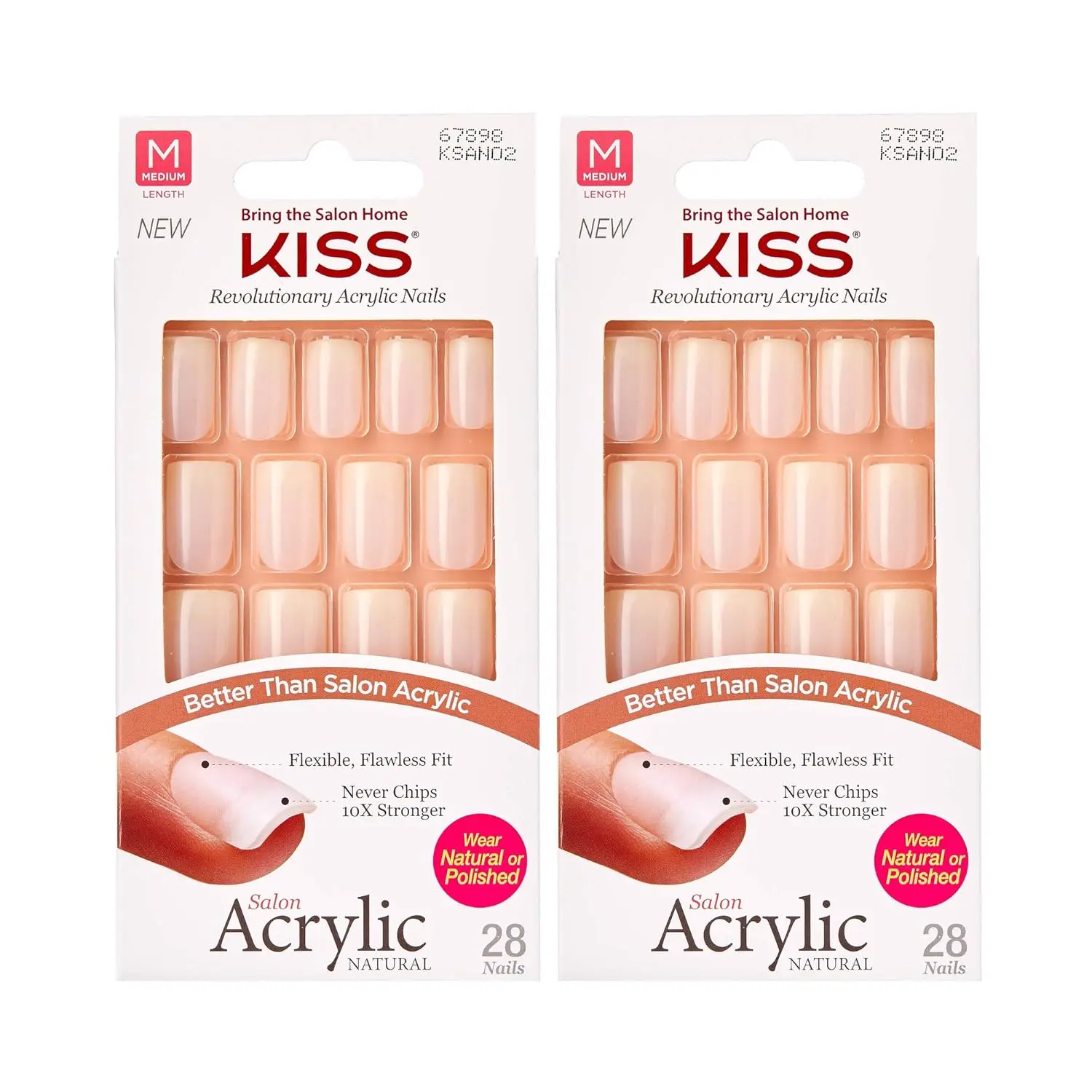 KISS Salon Acrylic Natural Nails PRESS ONS 2PACK(KSAN02)