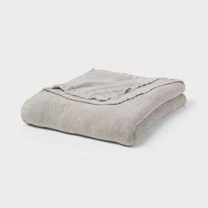 Full/Queen Sweater Knit Bed Blanket Gray - Threshold