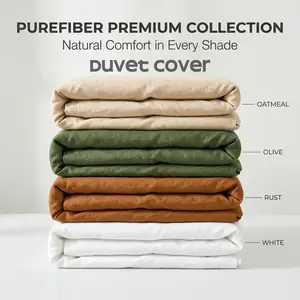 PUREFIBER 100% Linen Duvet Cover – Breathable Stone Washed Bedding, Soft Natural Flax, OEKO-TEX Certified