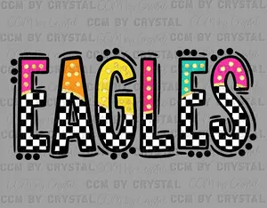 Eagles Colorful Mascot Checkered Ready to Press Transfer Direct to Film DTF Transfers
