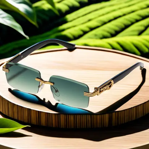 Unisex Boho Style Square Frame Sunglasses, 2024 New Style Trendy Casual Rimless Sunglasses for Everyday Use, Fashion Accessories for Outdoor Activities, Fashion Sunnies