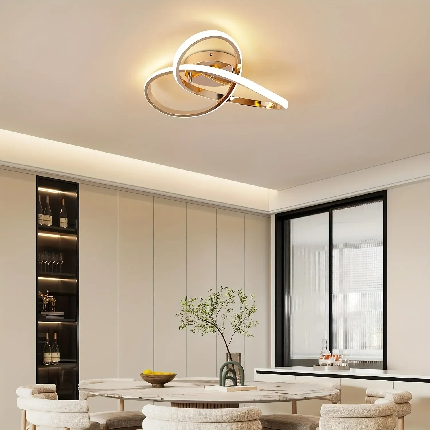 Modern LED ceiling light, 24W LED ceiling light, minimalist spiral ring recessed light, 3-color dimmable ceiling light, Interior Led Lights, suitable for corridors, bedrooms, and kitchens, Home Decor Lighting
