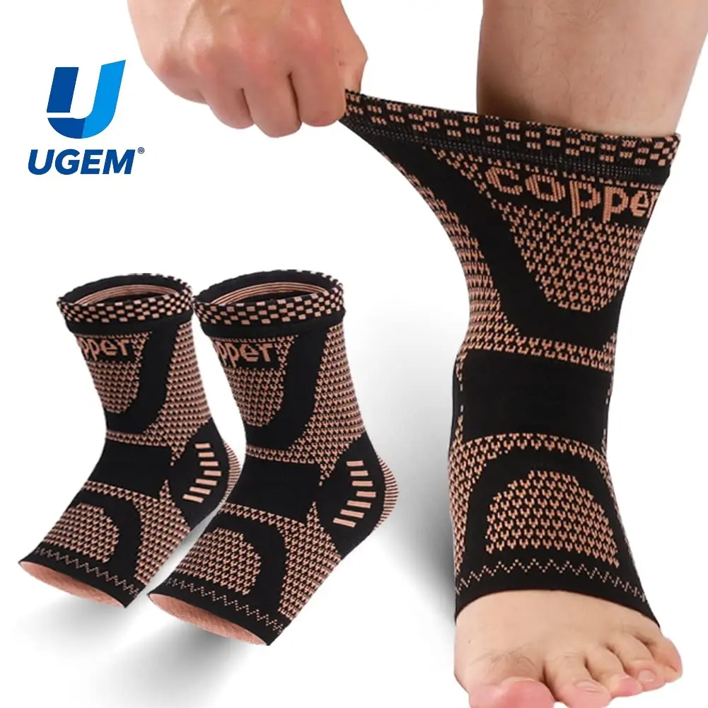 UGEM Copper Ankle Brace, Copper Infused Ankle Support Compression Sleeve for Men & Women, for Foot Pain Relief, Sprained Recovery, Achilles Tendonitis, Daytime or Night Use(L) summerwins