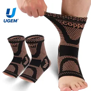 UGEM Copper Ankle Brace, Copper Infused Ankle Support Compression Sleeve for Men & Women, for Foot Pain Relief, Sprained Recovery, Achilles Tendonitis, Daytime or Night Use(L)