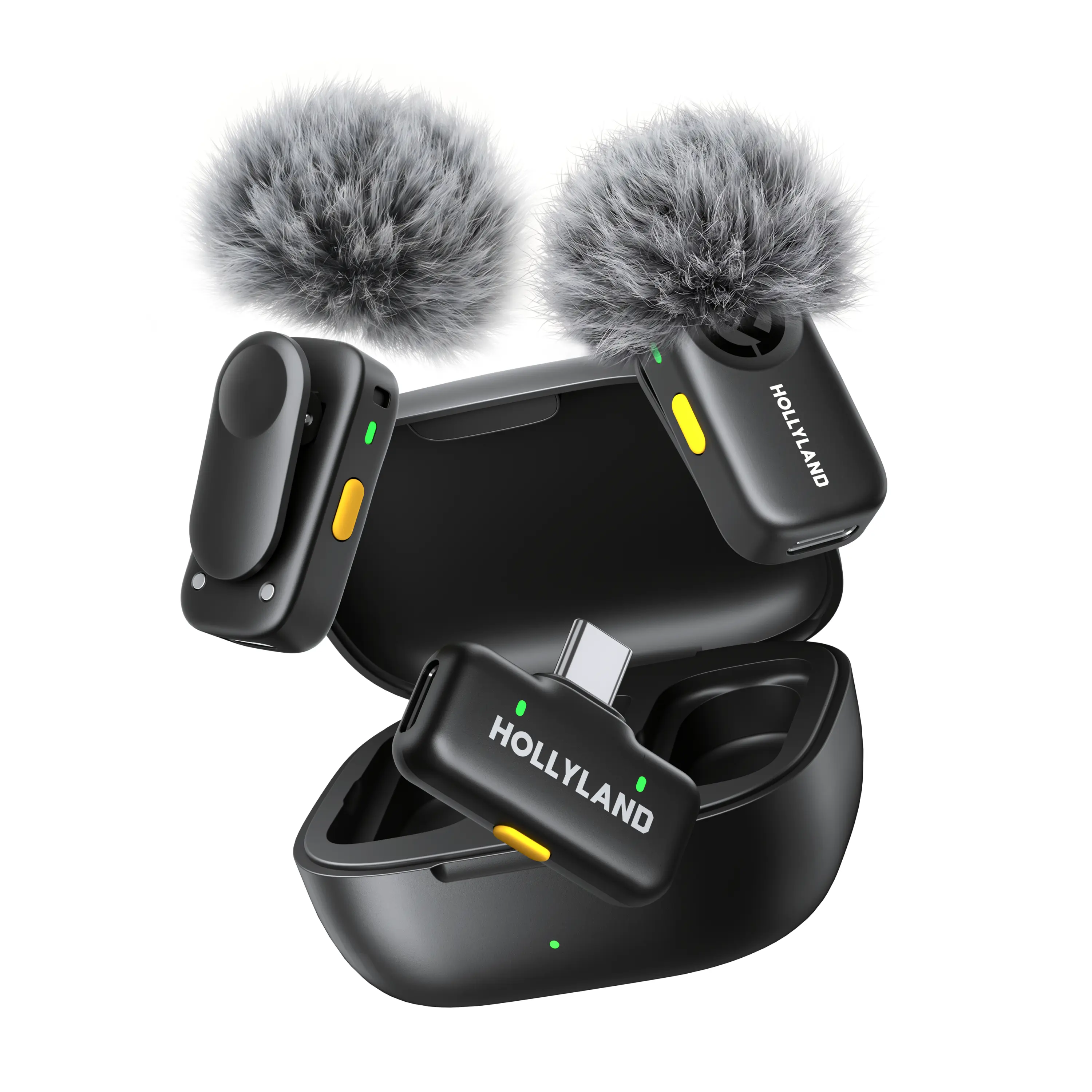 Hollyland LARK A2 Wireless Microphone (2TX+1RX+Charging Case) with AI Auto-Limit, Rechargeable Wireless Mic, Portable Rechargeable Mic for Wedding, Casual, Anniversary Use