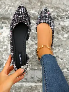 Women's Fashionable Glitter Decorated Flat Shoes, Casual Comfortable Pointed Toe Slip on Shoes for Daily Wear, Lightweight Breathable Shoes for All Seasons, Girl
