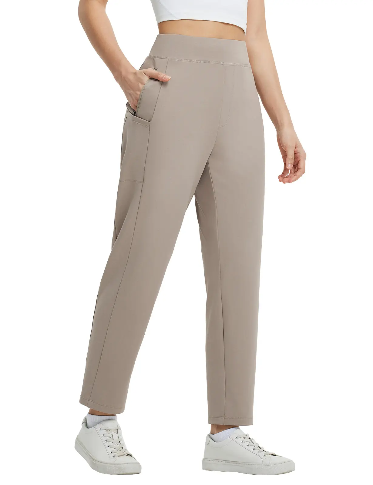 Baleaf Women's 26" Soft Spandex Bottoms - 6 Pockets, Lightweight, Stretch, Ankle, Petite, Formal, Fit, Drawstring, Work, Golf Slacks