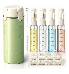 4-in-1 Travel Bottles for Toiletries, Travel Pump Bottle，Leak-Proof Shampoo Conditioner Lotion Dispenser with Pump, Compact No-Spill Toiletry Containers for Travel & Business Trips