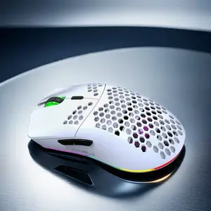 Ultra-Lightweight Gaming Mouse with Honeycomb Structure, Custom Chip for Precision Control, RGB Lighting, Ergonomic Design for Gamers
