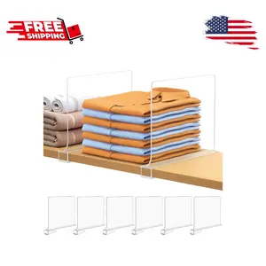 6 PCS Shelf Dividers for Closet Organization Acrylic Clear Closet Shelf Divider