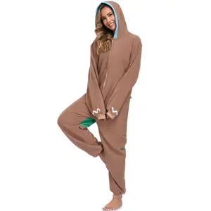 Cozy Gingerbread Man Onesie for Adults Soft Flannel Pajamas with Festive Print & Pockets Perfect for Christmas & Holiday Nightwear Fabric Natural White Longsleeves Yellow Classic Menswear Breathable Brown Loungewear Womenswear Cute