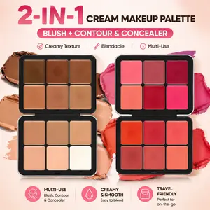 CHOOSE RASME 12-Color Cream Concealer & Blush Cosmetic Palette Set, 2-Box Flawless Long-Lasting Makeup Kit with Rich Pigmentation, Daily Professional Use for Women (Suitable for All Skin Types)