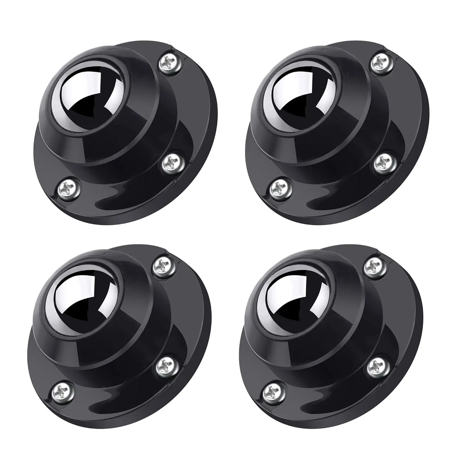 4 Pack 1 Inch Self Caster Wheels for Furniture| Stick on Appliance Rollers, Load Capacity 28LBS Per Wheel, Low for Buckets Cabinets Containers Trash Bins