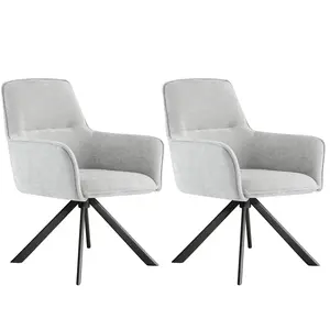 360° Swivel Dining Chairs Set of 2, Modern Upholstered Dining Room Chairs with Thicken Cushion, Dining Chairs with Armrests Swivel Kitchen Chairs for Living Room, Chenille