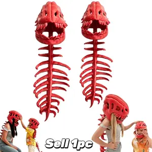 2026 New Dinosaur Skeleton Costume - 3D Spinosaurus Skull Mask & Plush-Spine, Party Apparel for Adults & Kids, Birthday Gifts & Party Favors