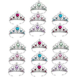 P-HDW032     16 Pcs Tiaras Crown Set, Princess Dress Up Costume Birthday Party Favors Accessories Kid Birthday