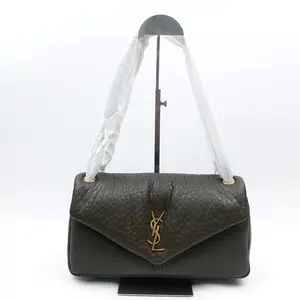 Pre-owned Yves Saint Laurent Lambskin Shoulder Bags YSL Saint Laurent Calypso Olive Green Shoulder Bag T10315679