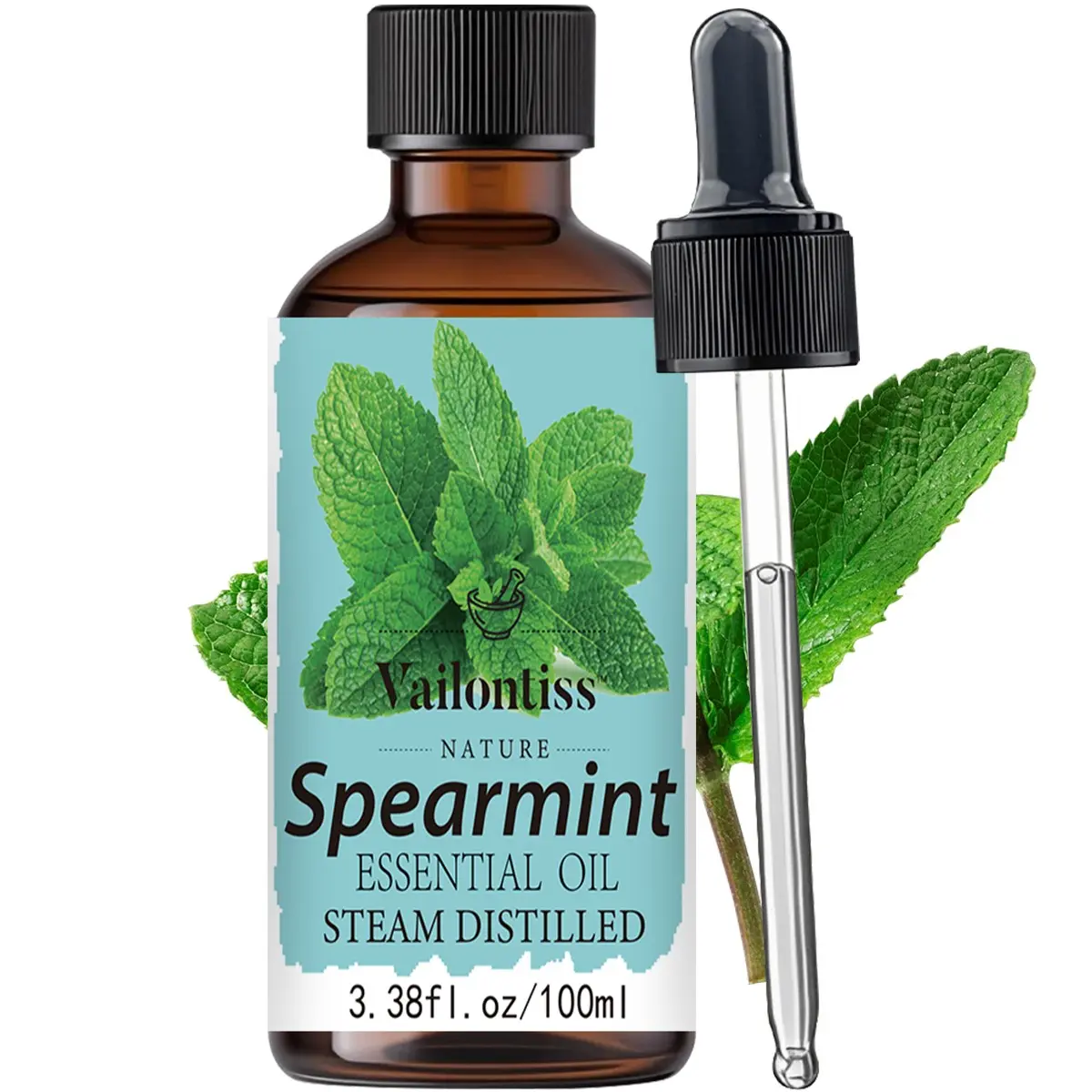 Spearmint Essential Oil Steam Distilled – 100ml – Refreshing Mint Aroma for Scalp Care, Skin Care, Body Care, Massage, Aromatherapy & Diffuser, Scented Fragrance