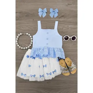 Blue Bow Tutu Skirt Set