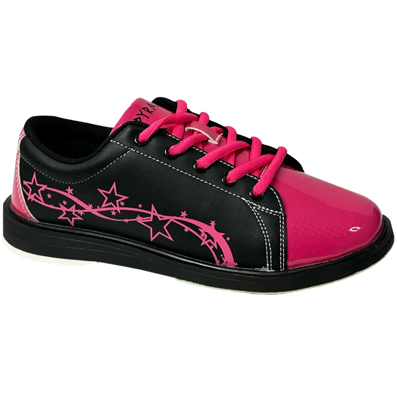 PYRAMID Women's Rise Classic Bowling Shoes, Affordable Lace-up Performance Footwear with Universal Design - Black/Hot Pink Sports Shoes