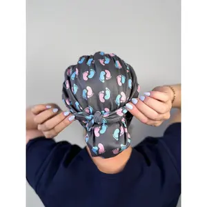 DuoStyle Scrub Hat - Charcoal Baby Feet