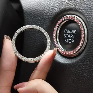 Shiny Car Interior Accessories Set, & Engine Start Ring Stickers, Engine Start Stop, Push Button Cover, Key Ignition Knob Rings, Car Interior Kit, Car Interior Decor, Car Accessory