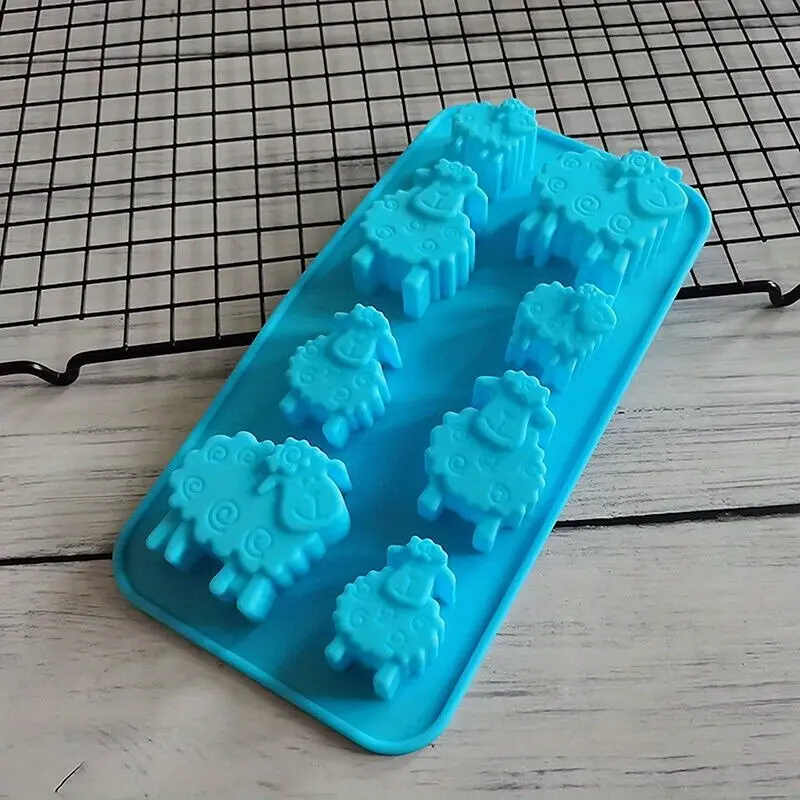 1pc 8 Holes Sheep Animal Shaped Soap Silicone Mold DIY