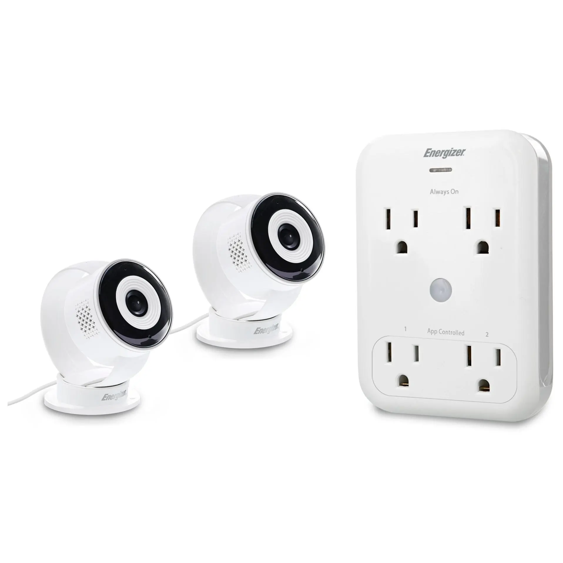 Energizer 1080p Wifi Cam 2pk with Smart 4-Outlet Wall Tap Energizer 1080p Wifi Cam 2pk with Smart 4-Outlet Wall Tap