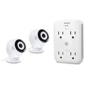 Energizer 1080p Wifi Cam 2pk with Smart 4-Outlet Wall Tap