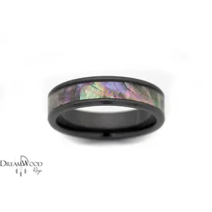 White Sea Shell Ring - Ceramic Wedding Band