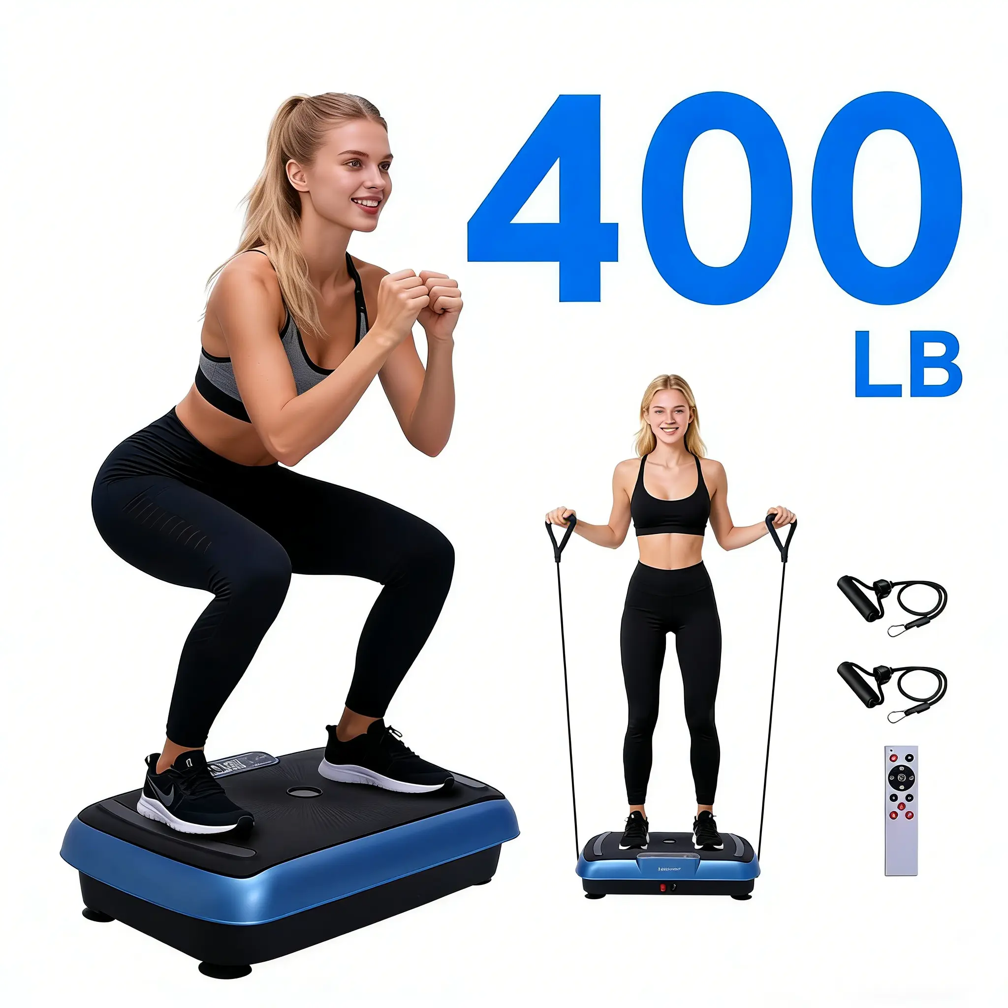 HopHorse Curved Vibration Plate - Professional Silent Unisex Whole Body Workout Machine, 400lbs Weight Capacity, Bluetooth, Multifunctional Fitness Training Equipment, Home Gym Essentials, Summer Gift Idea, Multifunctional Fitness Equipment, Full-Body Wor