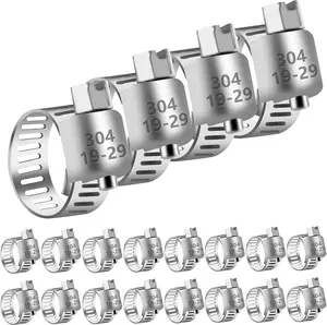 20 Pack 3/4'' - 1-1/8'' (19-29mm) Stainless Steel Hose Clamp Adjustable Worm Gear Hose Clamp,Adjustable Worm Gear Pipe Fuel Line Hose Clamps Heavy Duty for Plumbing