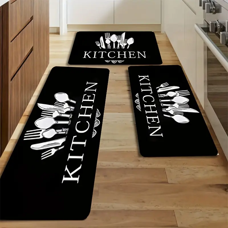 Non-Slip Water-Absorbent Kitchen Floor Mat - Kitchen Area Rug, 2 Specifications, Non-Woven Fabric, Rubber Outsole, Easy Care, Lightweight, Fabric Kitchen Rugs, Absorbent Kitchen Rugs
