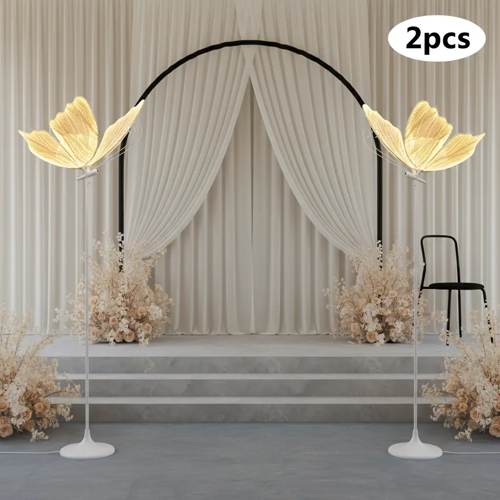 2-Pack 48W Warm White Butterfly-Shaped LED Lamps - Butterfly LED Lights with Strips for Wedding Ceremony, Party, Hotel Decorations