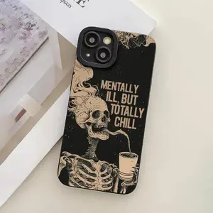 Halloween Skull Pattern Phone Case, Soft TPU Cellphone Protective Cases, Total Protective Shockproof Mobile Phone Cover,phone Case Suitable for Iphone 11/12/13/14/15/16/17 Pro Promax Plus Air and Samsung S22/S23/S24/S25 Plus Ultra Fe, Transparent, Protect