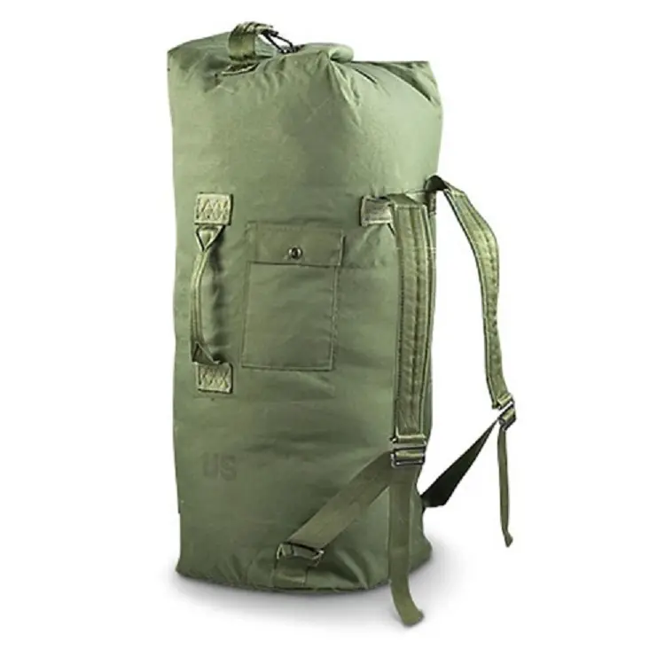 ANS Genuine Army Duffle Bag | Made in USA | Water Repllent Nylon Cordura | Haul all your gear | Top Loading with Backpack Straps | OD Green