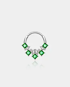Verdant Green Gem Hinged Segment Septum Ring